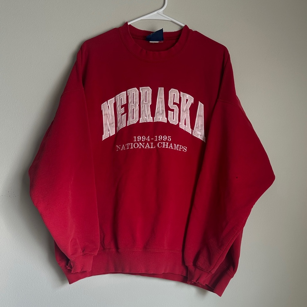 Vintage 90’s Nebraska National Champs Red Crewneck Sweater